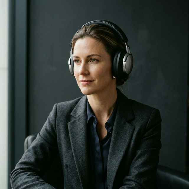 Adult professional with headphones